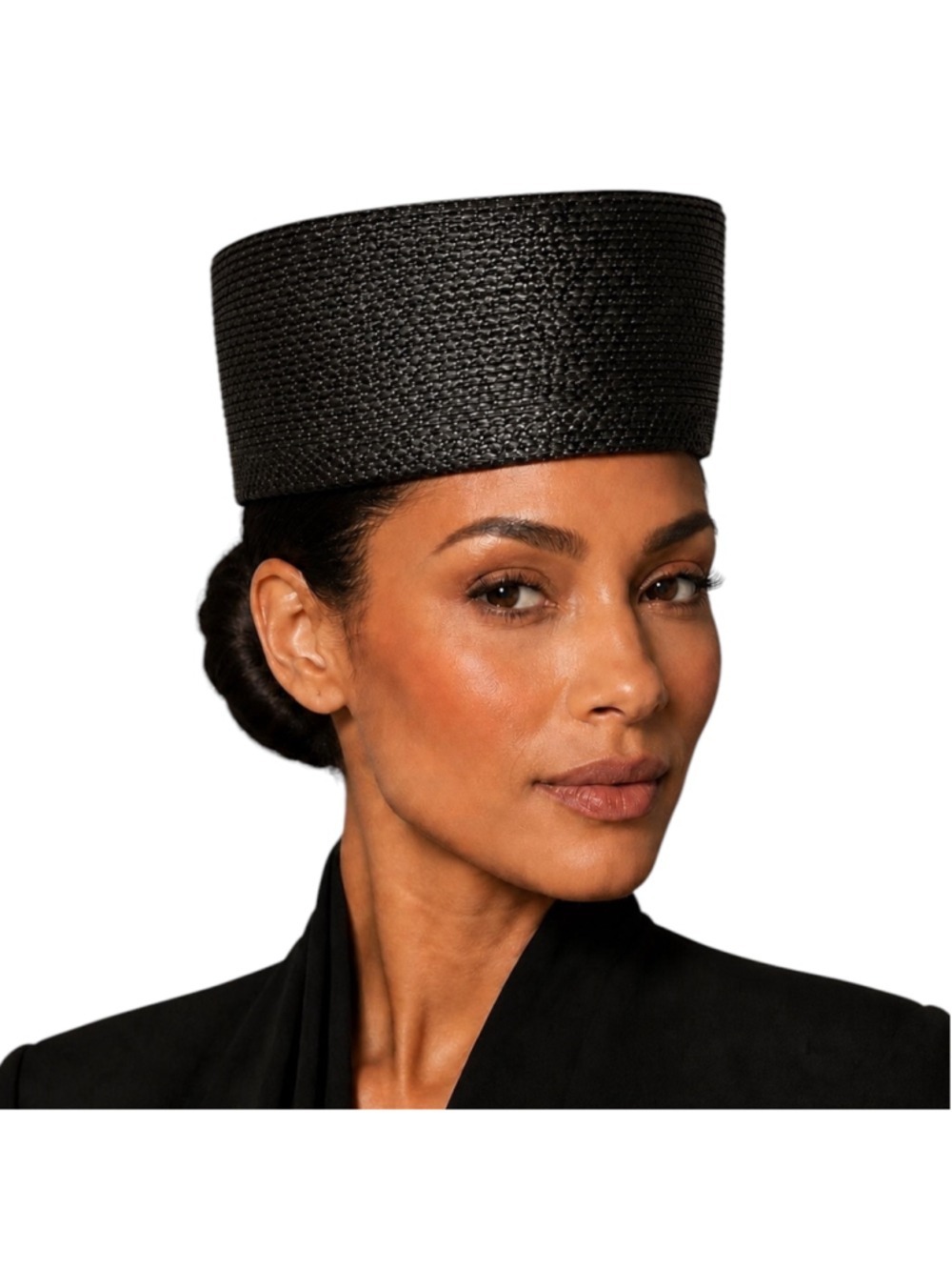 Miss Joyce Fine Hats Black Sculptural Woven Pillbox Hat NWT HT401